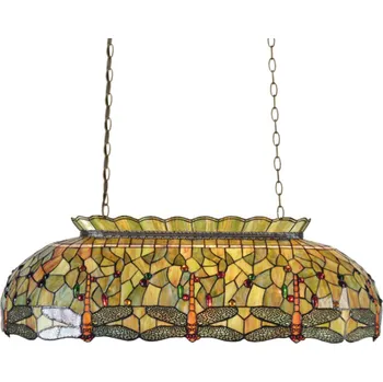 Clayre&Eef Zelené závěsné světlo Fania v Tiffany stylu zelená, hnědá, červená 3 x 60 W - Doprava zdarma