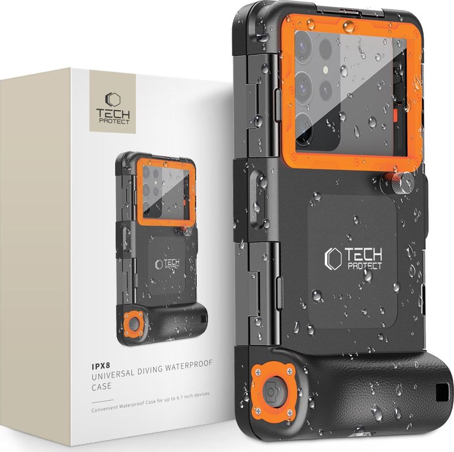 Tech-Protect Univerzální voděodolné pouzdro - Tech-Protect, IPX8 Diving Waterproof Case Orange