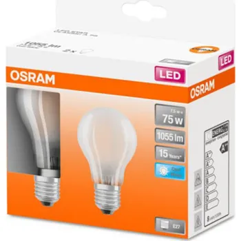 Svítidlo OSRAM Classic A LED žárovka E27 7,5W 4000K mat 2ks
