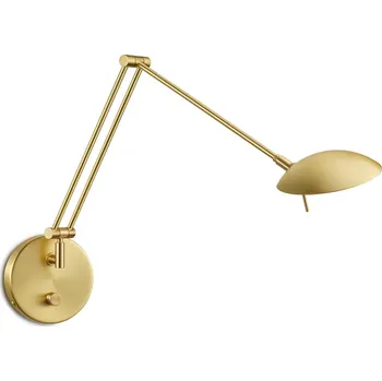 Lampička Knapstein Stmívatelné nástěnné svítidlo LED Ninja v matné mosazi - Ø nástěnné desky 12,5 cm mosazný mat 1 x 8,5 W LED - Doprava zdarma