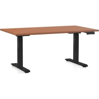 Psací stůl Výškově nastavitelný stůl OfficeTech C, 140 x 80 cm, černá podnož, třešeň