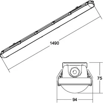 Lampička BRUMBERG Humid One Pro LED koupelnová lampa DALI 149cm šedá LED 55 W celkem - Doprava zdarma