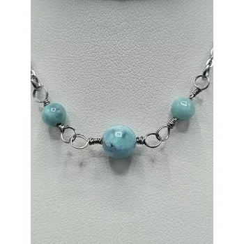 Náhrdelník Náhrdelník drátovaný Larimar - tři kuličky 7 mm
