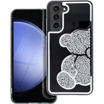 Pouzdro na mobilní telefon Třpytivé pouzdro Coolcase TEDDY BEAR - Samsung Galaxy A35 5G stříbrné (Kryt či obal na mobilní telefon Samsung Galaxy A35 5G TEDDY BEAR)