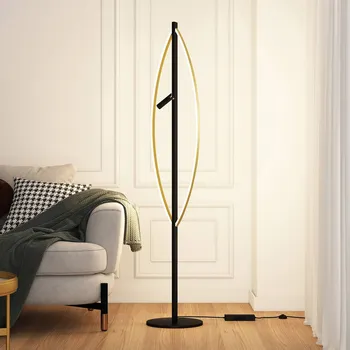 Lampička Stojací lampa Lucande Matwei LED, ovál, mosaz - Podstavec - Ø 32 cm černý mat, kartáčovaná mosaz 34 W VEDL + 3 W VEDL - Doprava zdarma