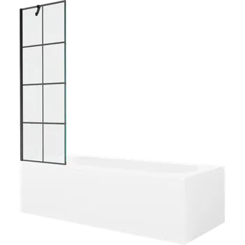 Vana Mexen Vega obdélníková vana 170 x 70 cm s obudovem a 1-křídlovou zástěnou 60 cm, černý vzor - 550117077X9506007077 Vany se zástěnou