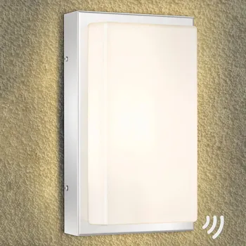 Lampička LCD Venkovní nástěnné svítidlo Julea, nerezová ocel, sklo, pohybový čidlo nerezová ocel, bílá 1 x 13 W LED - Doprava zdarma