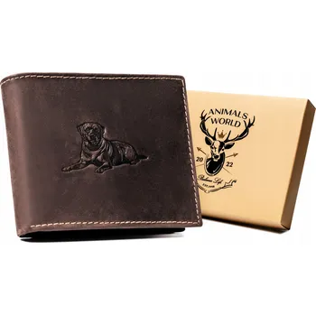 Velká pánská peněženka z přírodní nubukové kůže se psem Barva: Hnědá