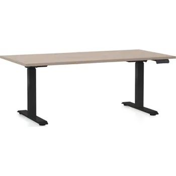 Psací stůl Výškově nastavitelný stůl OfficeTech C, 160 x 80 cm, černá podnož, dub