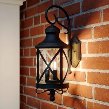 Venkovní osvětlení Venkovní nástěnné svítidlo Lucande Marcellino, rez, kov, sklo rezavé, čiré 3 x 40 W - Doprava zdarma