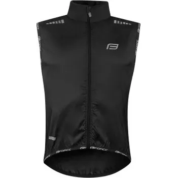 Cyklistická bunda vesta FORCE V48 neprofuk, černá - černá, XL