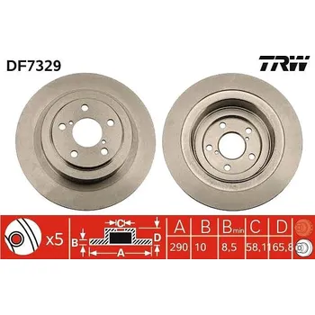 Brzdový systém TRW Brzdový kotouč DF7329 sada 2ks