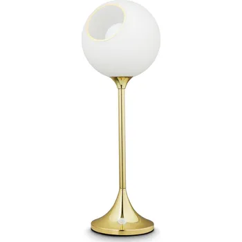 Lampička DESIGN BY US Stolní lampa Ballroom, bílá, sklo, foukané do úst, stmívatelná - Ø stínidla 20 cm; Ø podstavce 16 cm bílý opál, zlato 1 x 40 W - Doprava zdarma