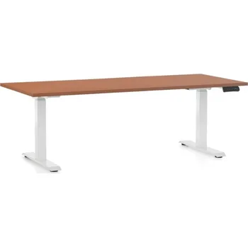Psací stůl Výškově nastavitelný stůl OfficeTech C, 180 x 80 cm, bílá podnož, třešeň