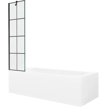 Vana Mexen Vega obdélníková vana 180 x 80 cm s obložením a 1křídlovou zástěnou 50 cm, černý vzor - 550118080X9505007077 Vany se zástěnou