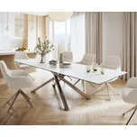 DELIFE Jídelní stůl Edge 300x100 cm keramika Laminam® Statuarietto bílá křížová podnož nerezová ocel