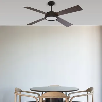 Lampička FARO BARCELONA LED stropní ventilátor Hydra, remote, ořech/černá - Ø motorová jednotka 13 cm; délka lopatky 54 cm ořech, černá, satinovaná LED celkem 22 W - Doprava zdarma