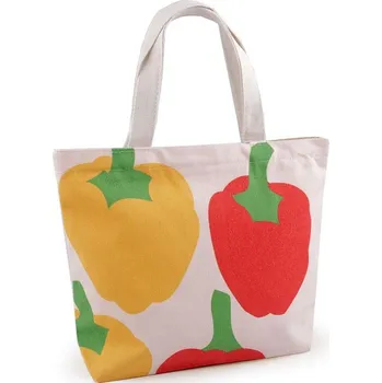 Plážová taška Textilní taška imitace lnu se zipem 31x24,5 cm - 2 režná světlá paprika