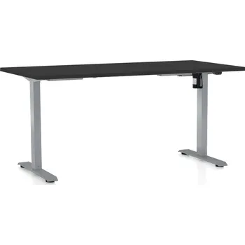 Psací stůl Výškově nastavitelný stůl OfficeTech A, 160 x 80 cm, šedá podnož, černá