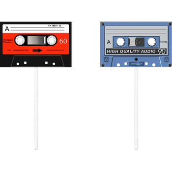 Jedlá dekorace na dort Zápichy do dortu - Sada 2 ks - MC audio kazety - Prázdné