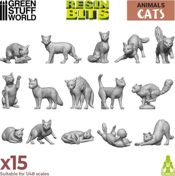 Plastikový model 3D Printed Set Cats – 3D tištěné kočky (15 ks)