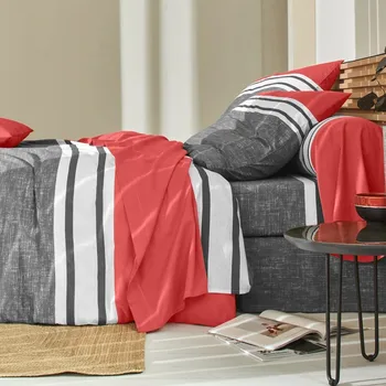 Povlečení Blancheporte Povlečení Natálie, bavlna šedá/terakota povlak na polštář 65x65 cm