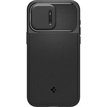 Pouzdro na mobilní telefon Silikonové pouzdro SPIGEN OPTIK ARMOR na mobil Apple iPhone 15 Pro Černé s krytkou fotoaparátů a podporou MagSafe (Silikonový kryt či obal Spigen OPTIK ARMOR na mobilní telefon Apple iPhone 15 Pro černé)