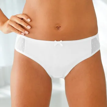 Kalhotky Blancheporte Sada 2 kalhotek midi z mikrovlákna a tylu bílá 42/44