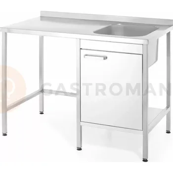 Nerezový dřez Stůl s dřezem a místem pro myčku/mrazničku, 1200x650x(H)900 mm | BARMATIC, Oxygen