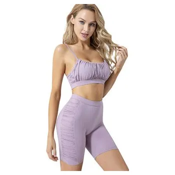 Sportovní set s krátkými legínami řasený, růžová S