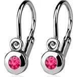 Dětské náušnice stříbrné, tmavě růžové zirkony