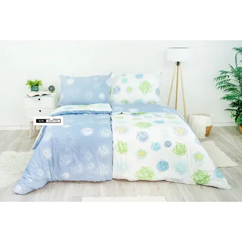 Povlečení Stanex Ložní povlečení bavlněné Orbit modro-bílý (LS87) ROZMĚR: 200 x 220 cm + 2ks (90x70 cm polštář)