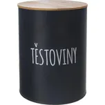 Plechová dóza TĚSTOVINY s bambusovým víčkem černá/bambus 2,3 l