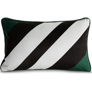 Polštář Velurový polštář zelený, černo-bílý vzor 30x50 cm