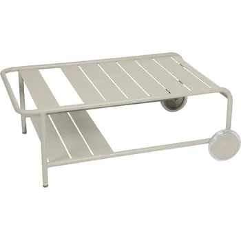 Zahradní stůl Světle šedý kovový zahradní konferenční stolek Fermob Luxembourg 105 x 72 cm