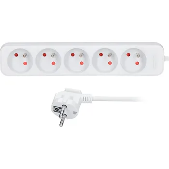 Prodlužovací kabel Solight prodlužovací přívod, 5 zásuvek, bílý, 1,5m PP40