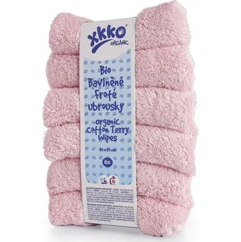 Bryndák BIO bavlněné froté ubrousky XKKO Organic 21x21- Baby Pink