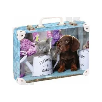 Školní kufřík Kufřík lamino okovaný 35x25x11cm velký Kočka a pes, Alvarak