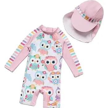Dámské plavky Jednodílné plavky/overal s dlouhými rukávy a čepicí - SOVIČKA (3-6 m) (Značka: BONVERANO)