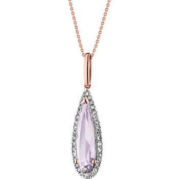 Přívěsek Přívěsek z růžového zlata s diamanty a ametystem - ryzost 585 - 181.322