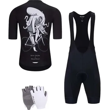 cyklistický dres HOLOKOLO Cyklistický mega set - OCTOPUS - černá/bílá