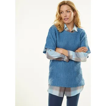 Dámský svetr Blancheporte Pončo pulovr s rukávy k loktům modrá 52