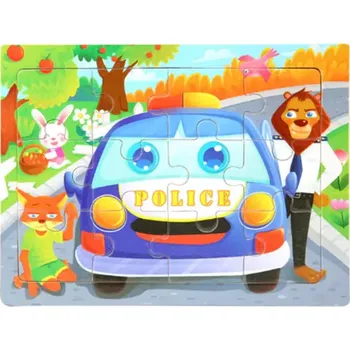 Puzzle Dřevěné puzzle pro nejmenší (M) - POLICEJNÍ AUTO (Značka: SKXNIER)