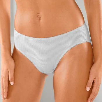 Kalhotky Blancheporte Sada 6 kalhotek midi s plochým žebrováním bílá 50/52