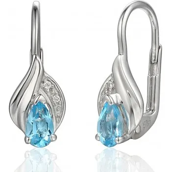 Náušnice Gems, Působivé náušnice Roya, bílé zlato s brilianty a blue topazem, 585-38-3-0951.1B00.0.00.HSI1.603.08