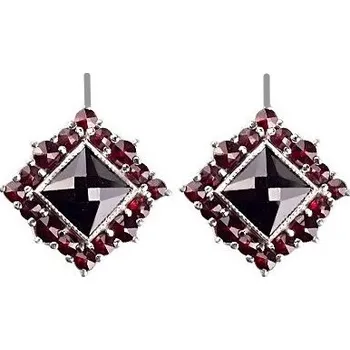 Šperk Granát Turnov Český granát náušnice hranaté