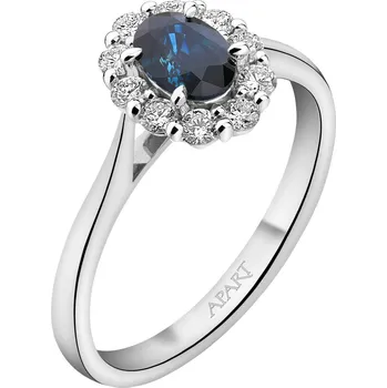 Prsten Prsten z bílého zlata s brilianty a safírem - ryzost 750 - 109.366