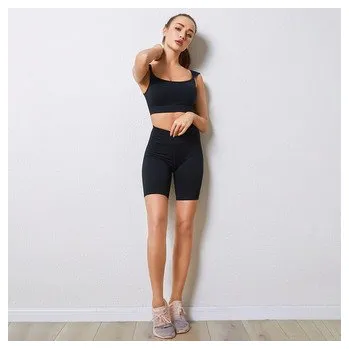 Sportovní set s krátkými legínami a kapsami, černá XL