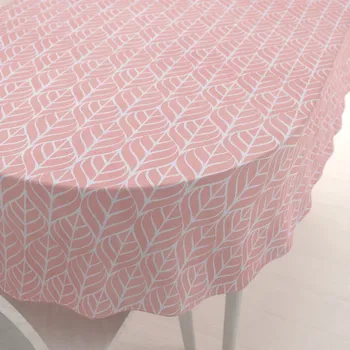 ubrus Bavlněný oválný ubrus Sandra SA-211 Listy na starorůžovém 130x160 cm