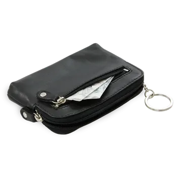 Peněženka Arwel Větší černá kožená dvouzipová klíčenka 619-8104-60